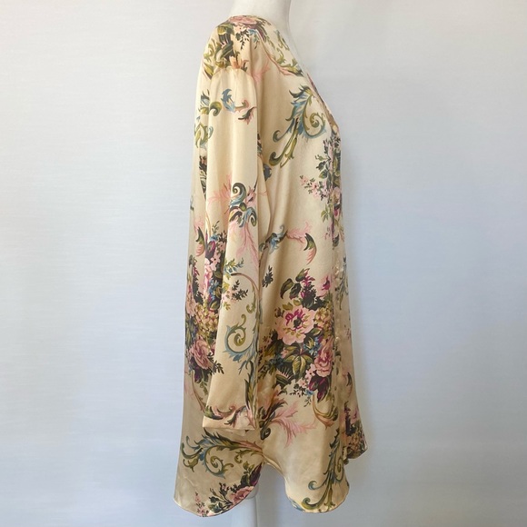 90s Victoria’s Secret Silk Cream Nightshirt Floral Print Vintage Shirt Tunic Top - Picture 6 of 9